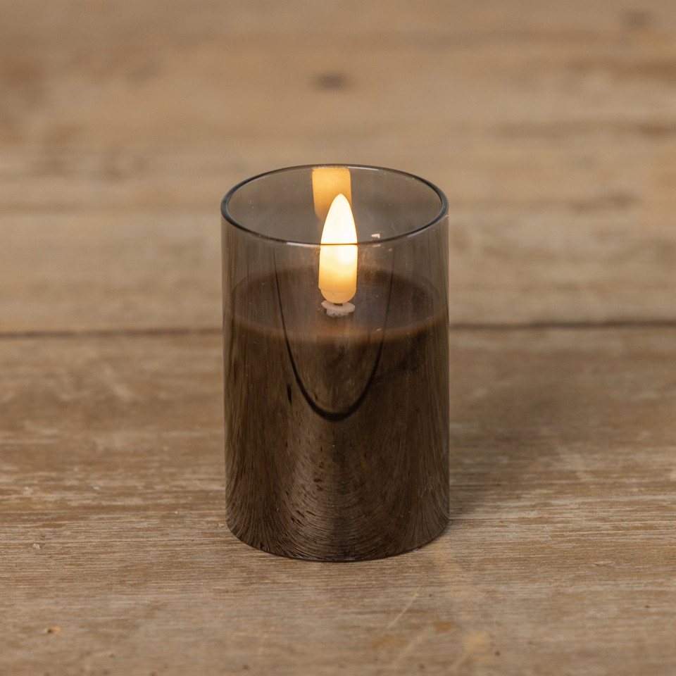 3" BLACK GLASS 3D FLAME CANDLE