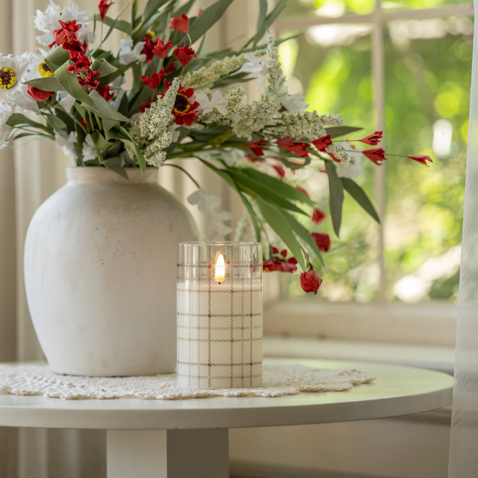 5" ANDRI PLAID GLASS 3D FLAME CANDLE