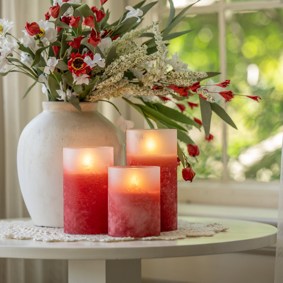 5" RED FROSTED GLASS 3D FLAME CANDLE