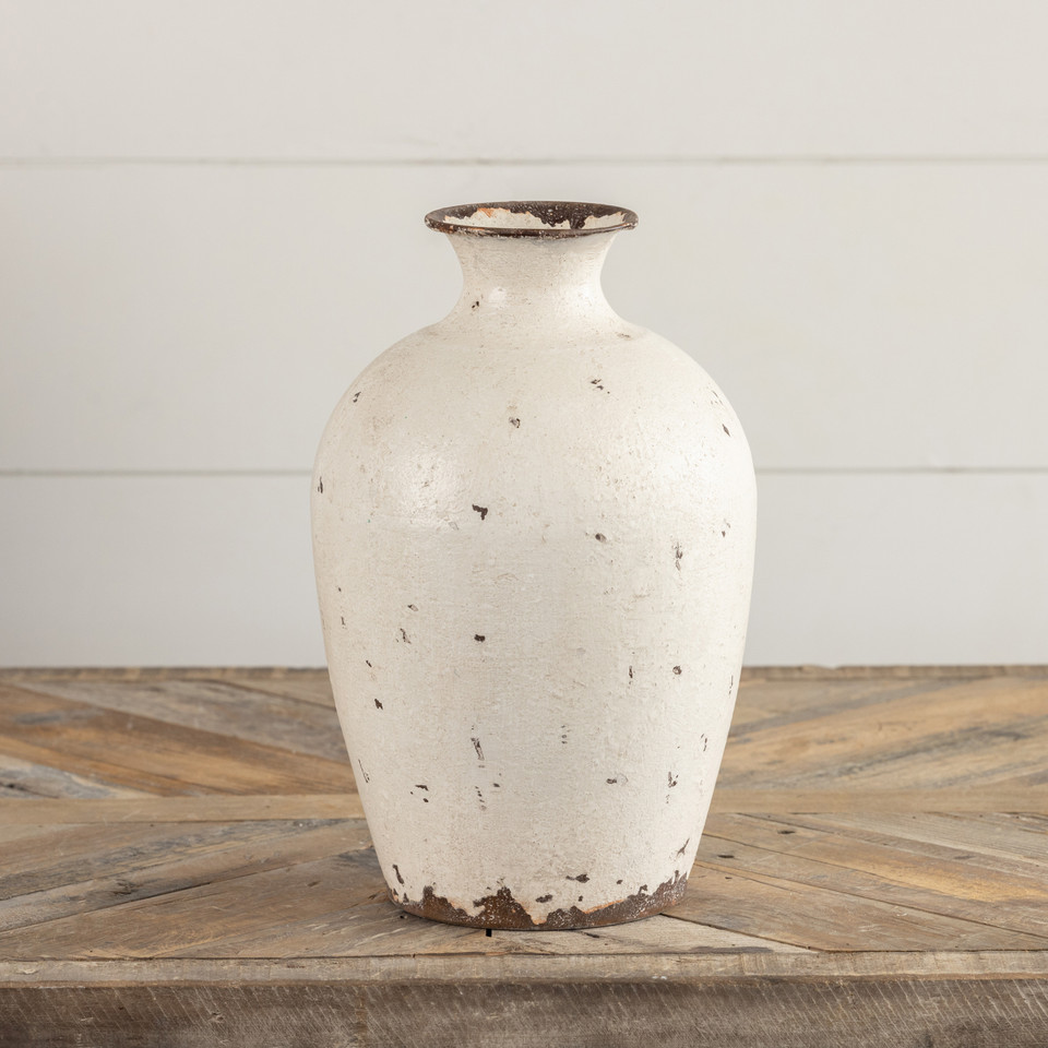 11.25" CREAM METAL VASE