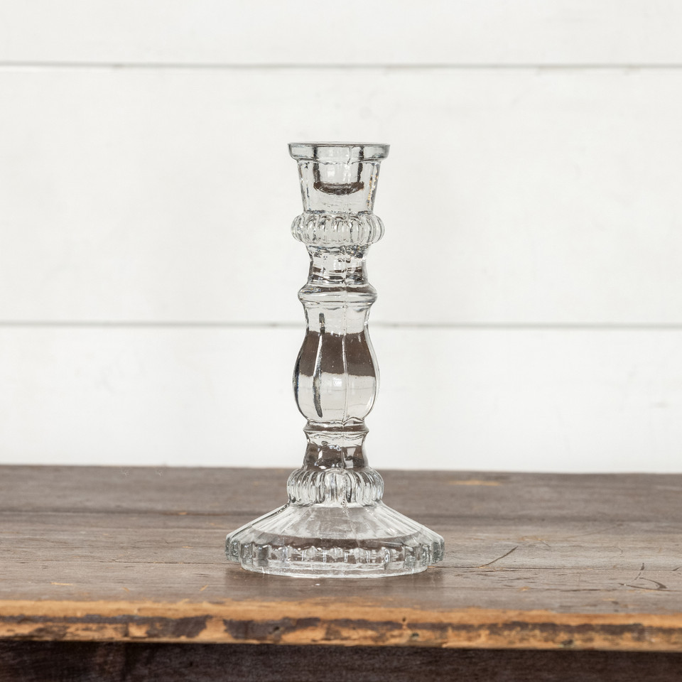 9" GLASS TAPER CANDLESTICK