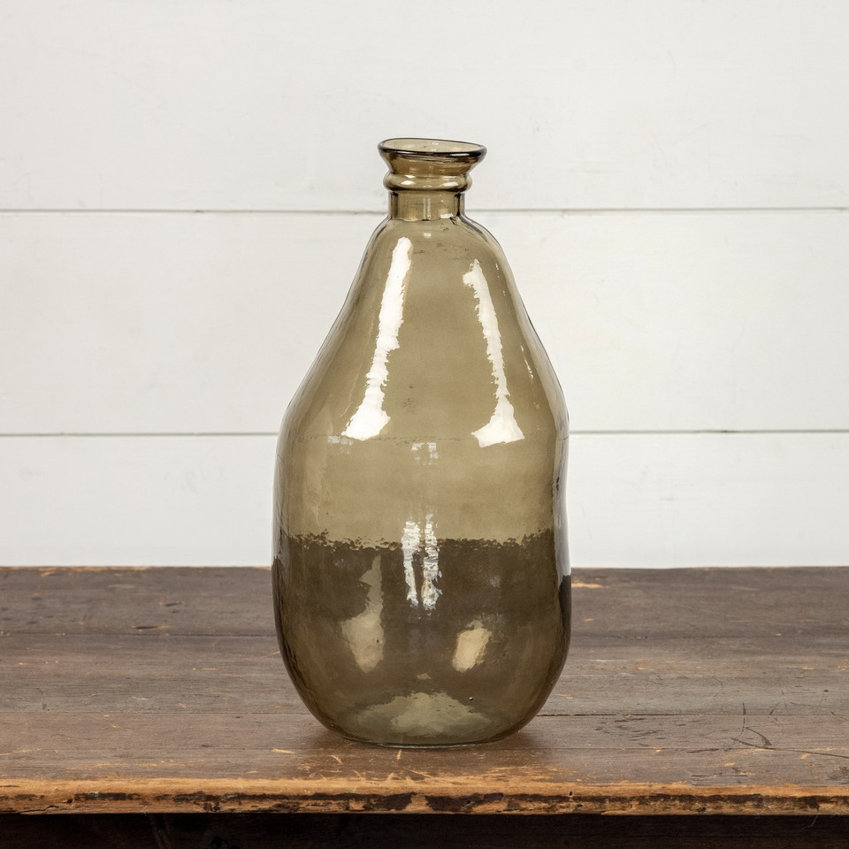 15" BROWN ARTISAN GLASS VASE