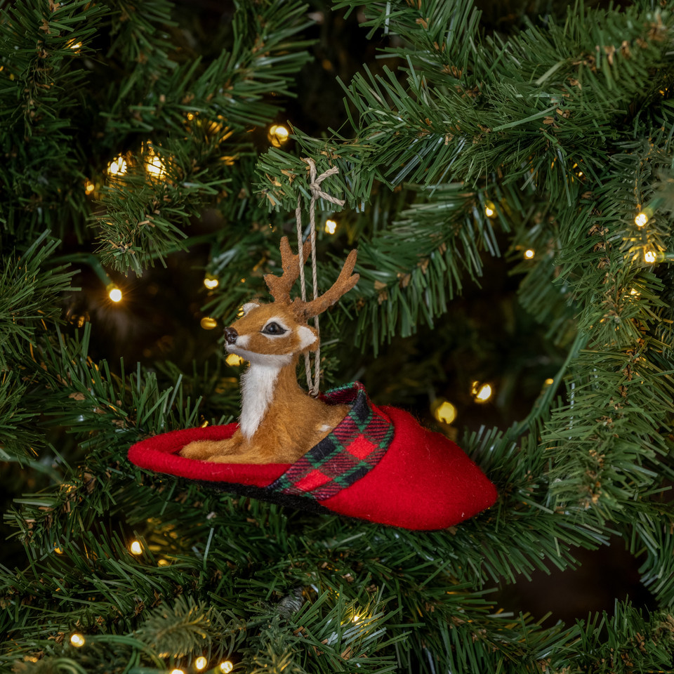 DEER IN SLIPPER ORNAMENT