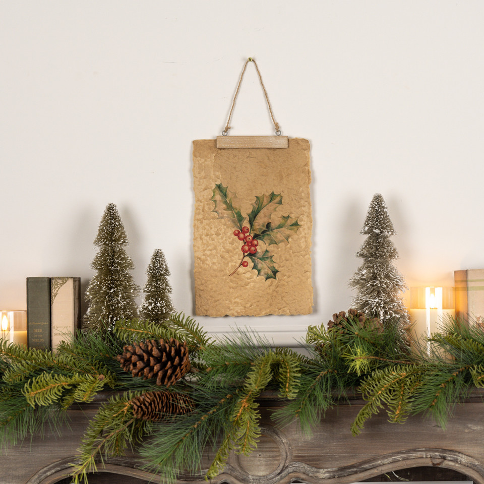 HOLLY BRANCH HANGING PRINT