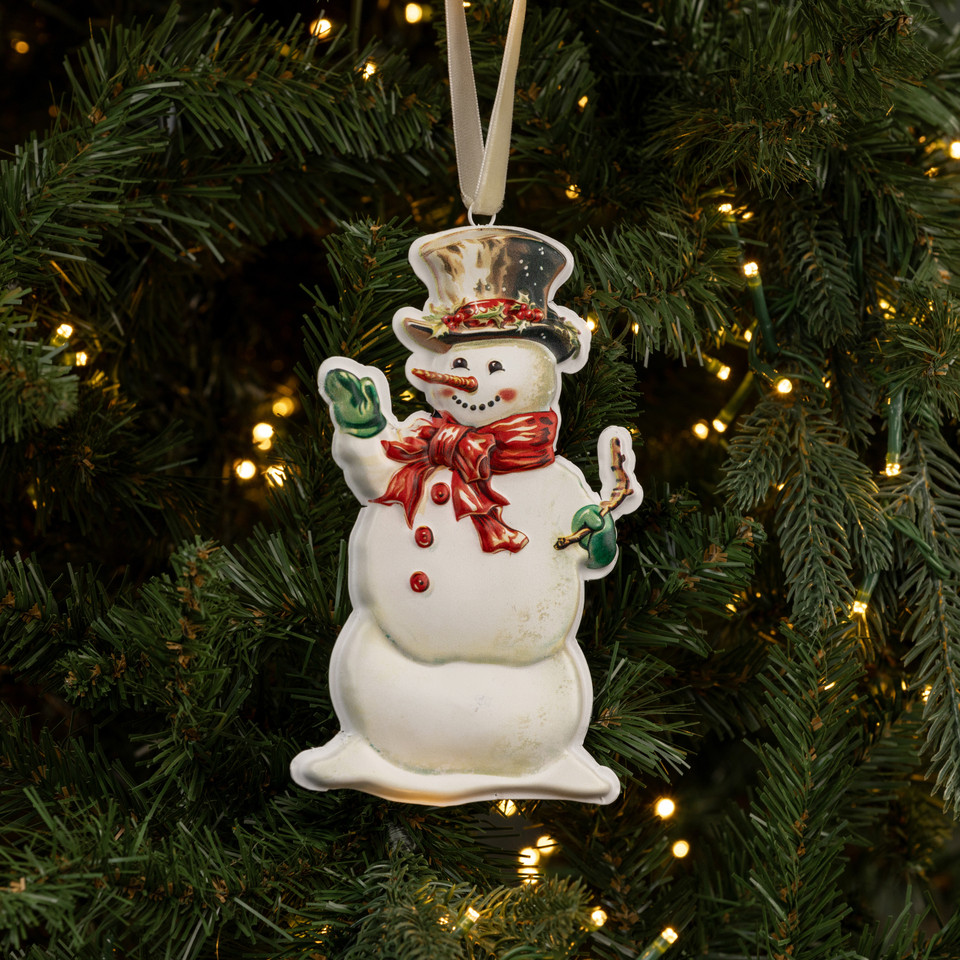 SNOWMAN W/ RED BOW ORNAMENT