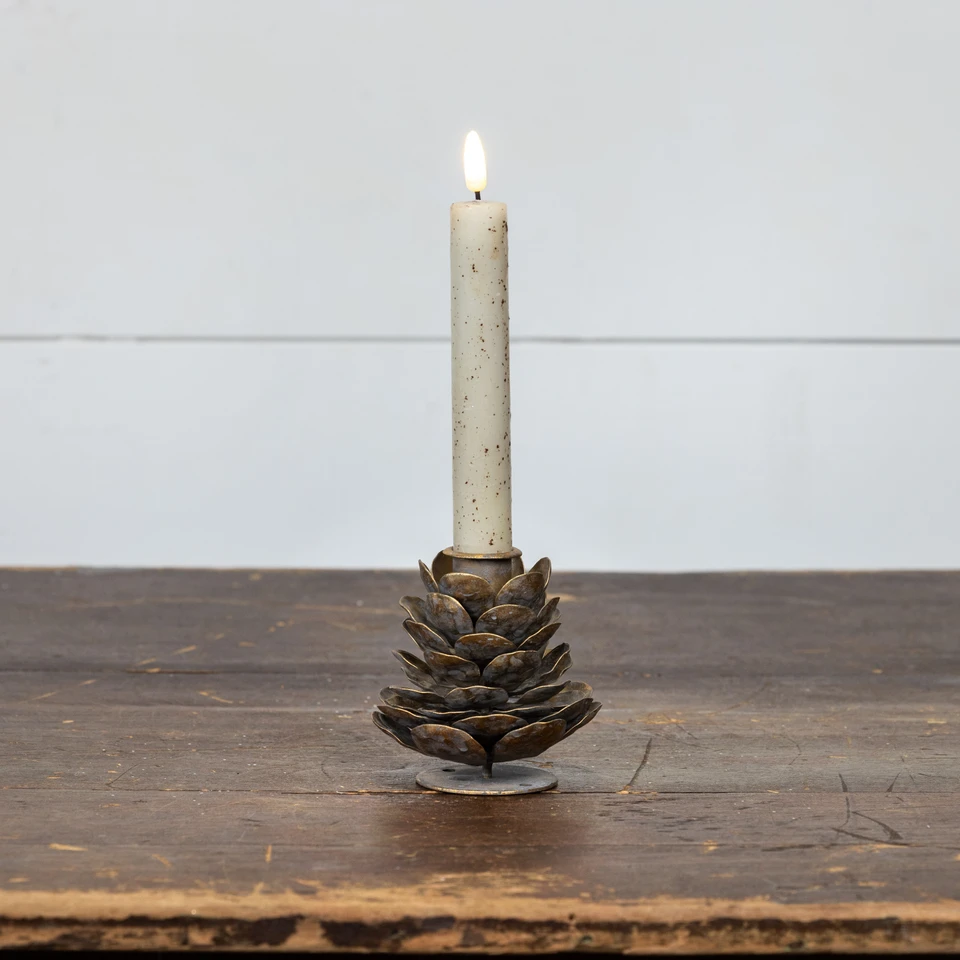 BRONZE PINECONE TAPER CANDLE HOLDER