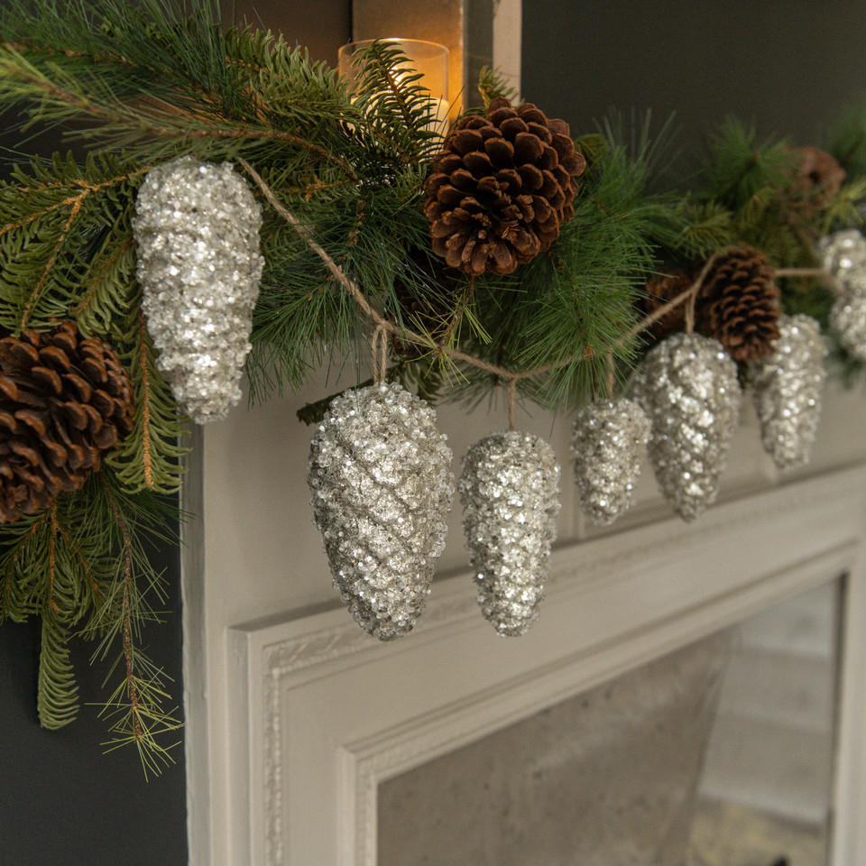 6' GLITTERED PINECONE GARLAND
