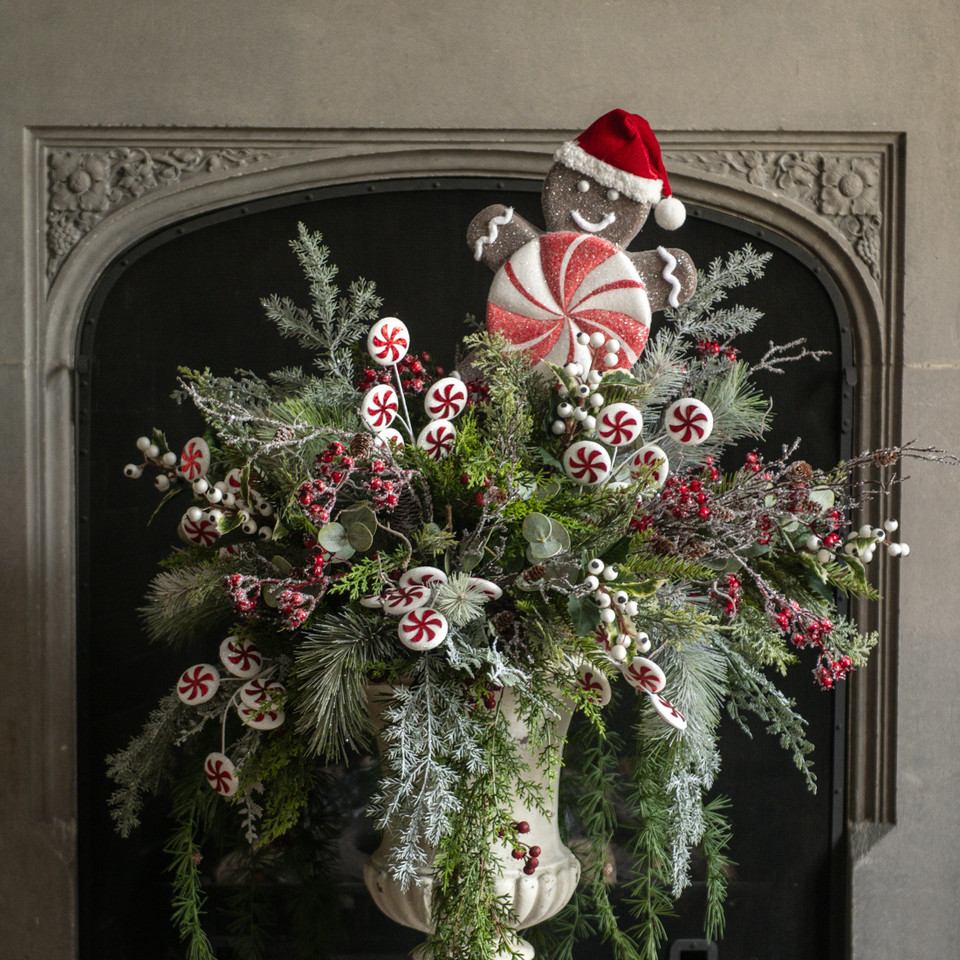 20"  GLITTERED PINE  W/ FERN SPRAY