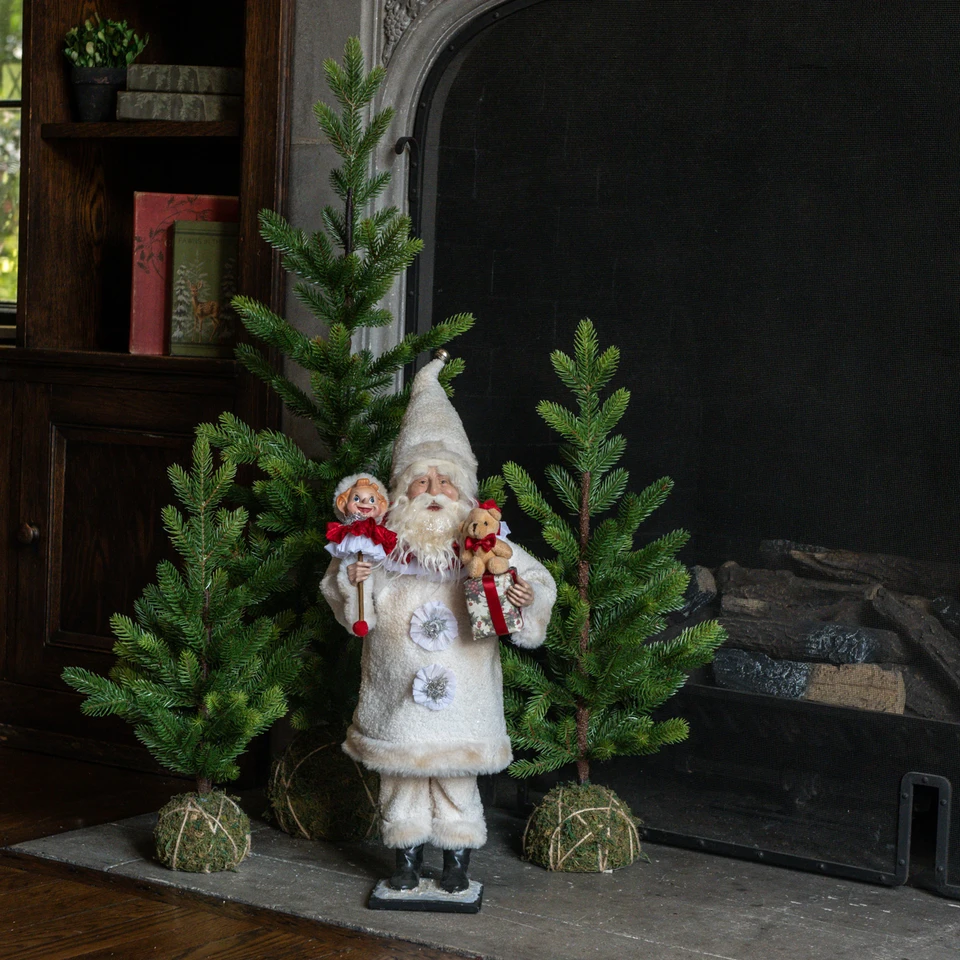 20" CREAM SANTA W/ DOLL