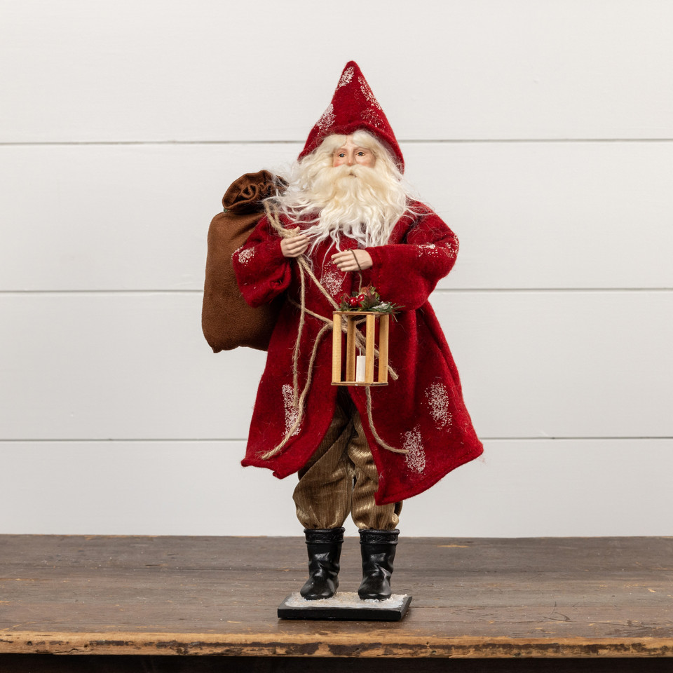 18" SANTA W/ LANTERN & TOY BAG