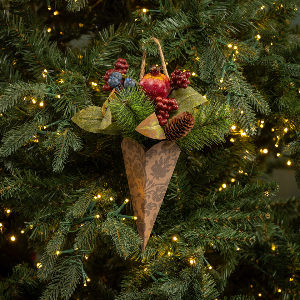 PINE & MIXED BERRIES CONE ORNAMENT