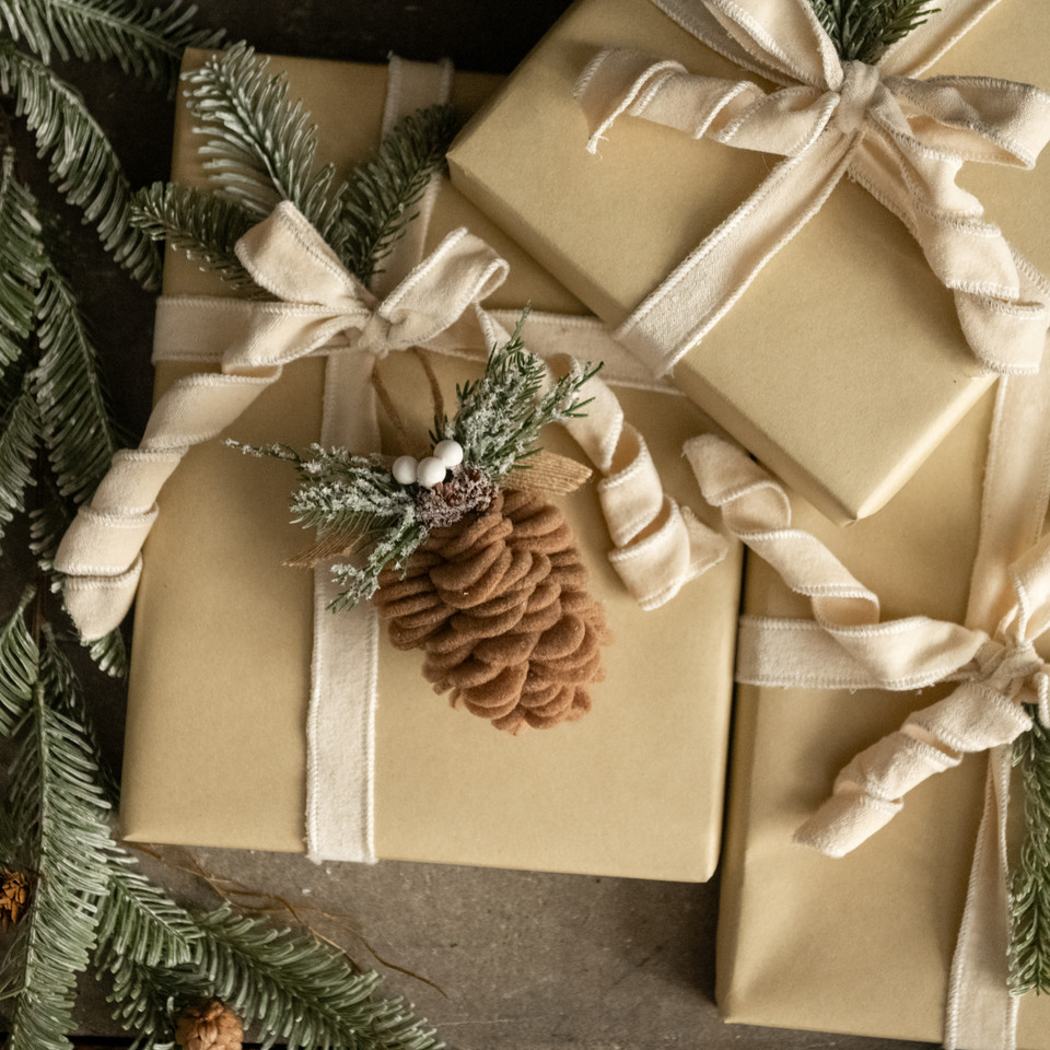 LAYERED FELT PINECONE ORNAMENT