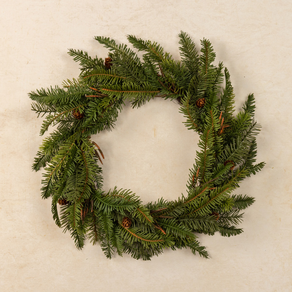 22"  HEMLOCK & DOUGLAS FIR W/ MINI PINECONE WREATH
