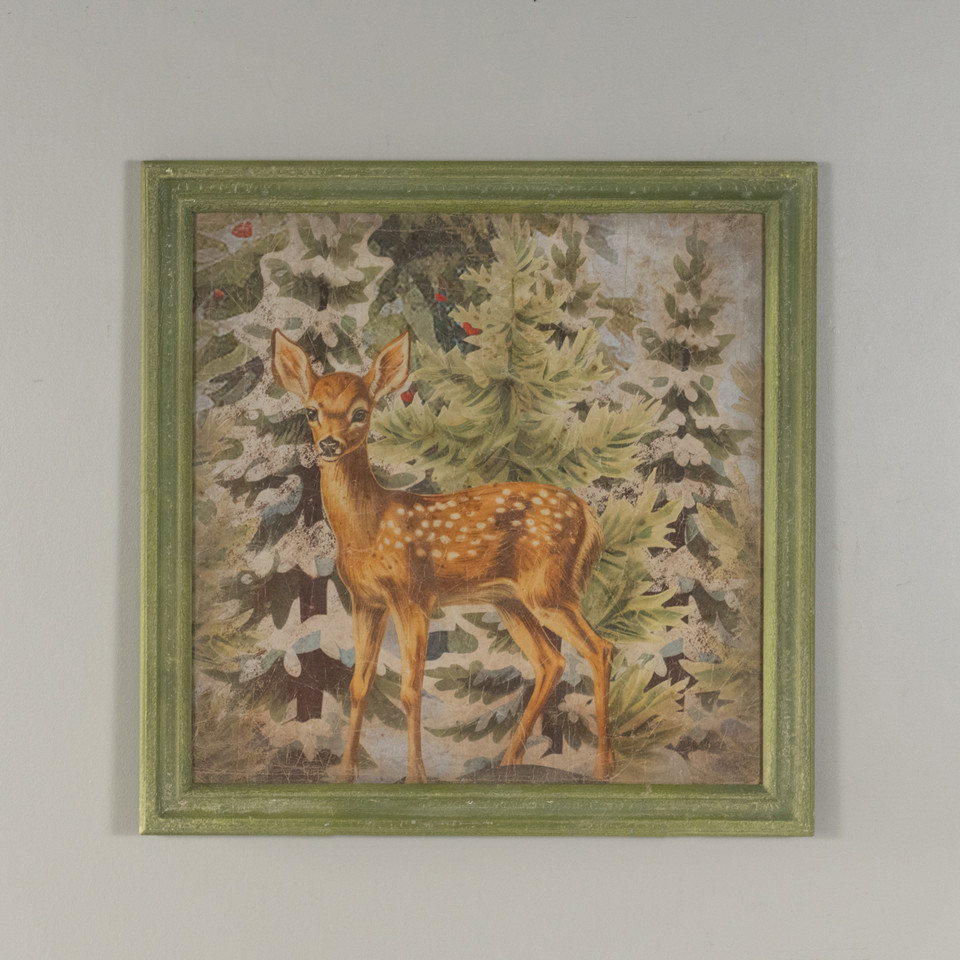 FRAMED FAWN IN FOREST PRINT