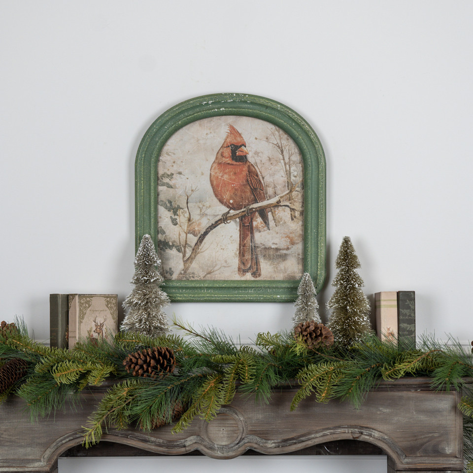 ARCHED FRAME WINTER CARDINAL SCENE