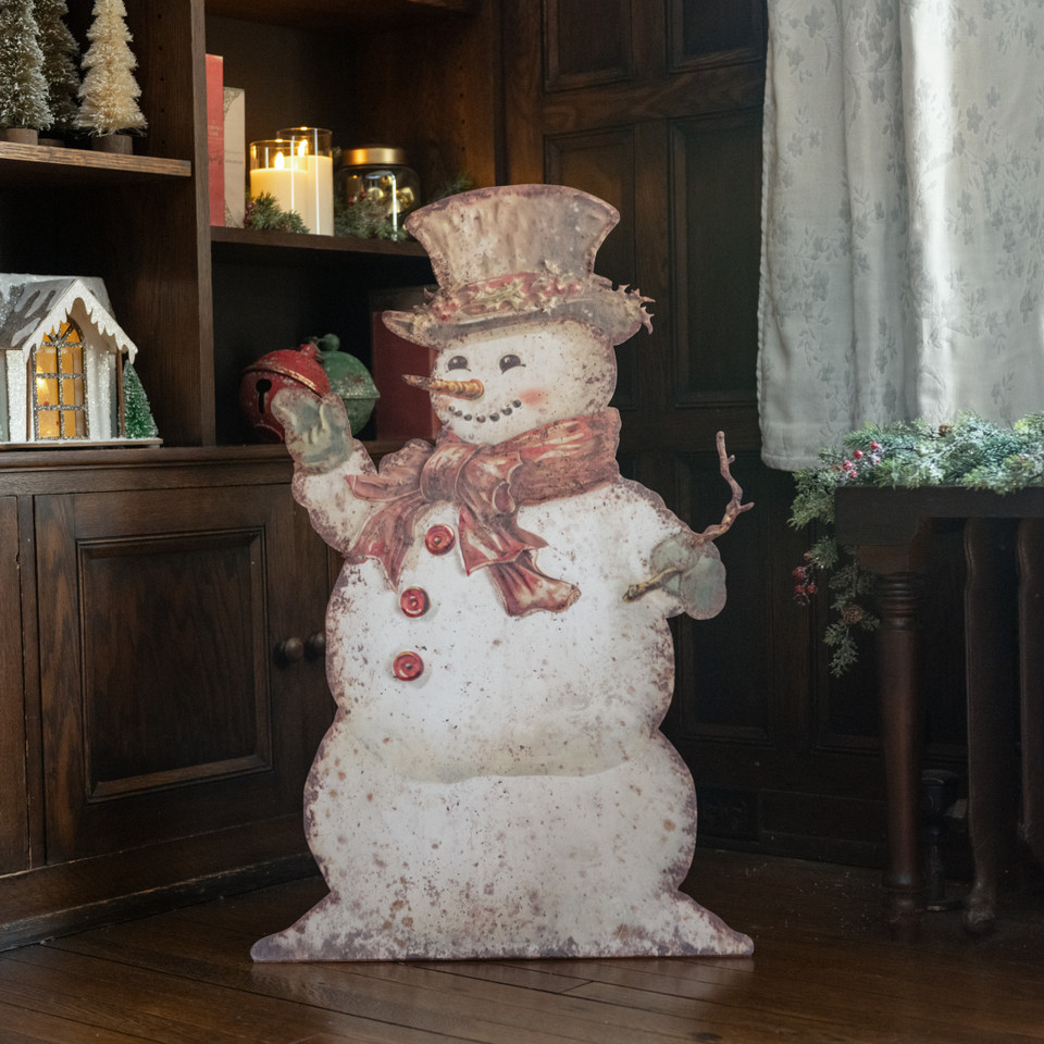 35.75" CHEERFUL SNOWMAN METAL DUMMY BOARD