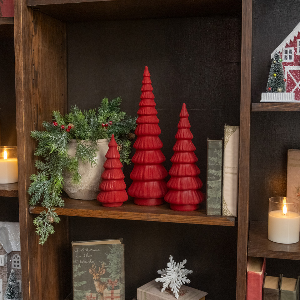 10.75" RED MERRY TREE