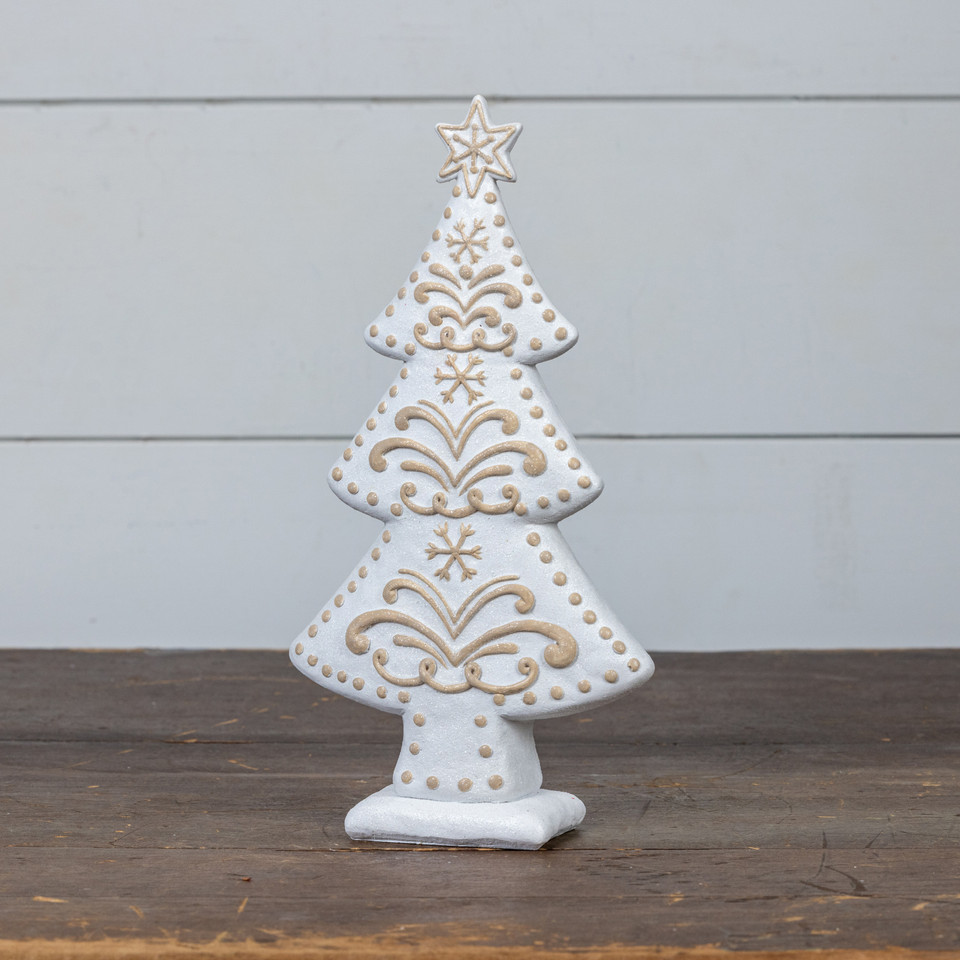 11.75" WHITE GINGERBREAD TREE