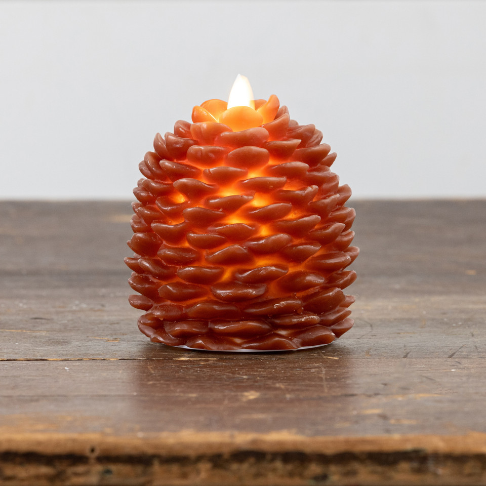 4.25" MOVING FLAME BRONZE PINECONE CANDLE