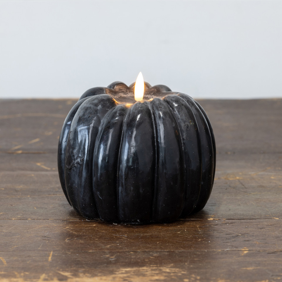 5" BLACK 3D FLAME PUMPKIN CANDLE