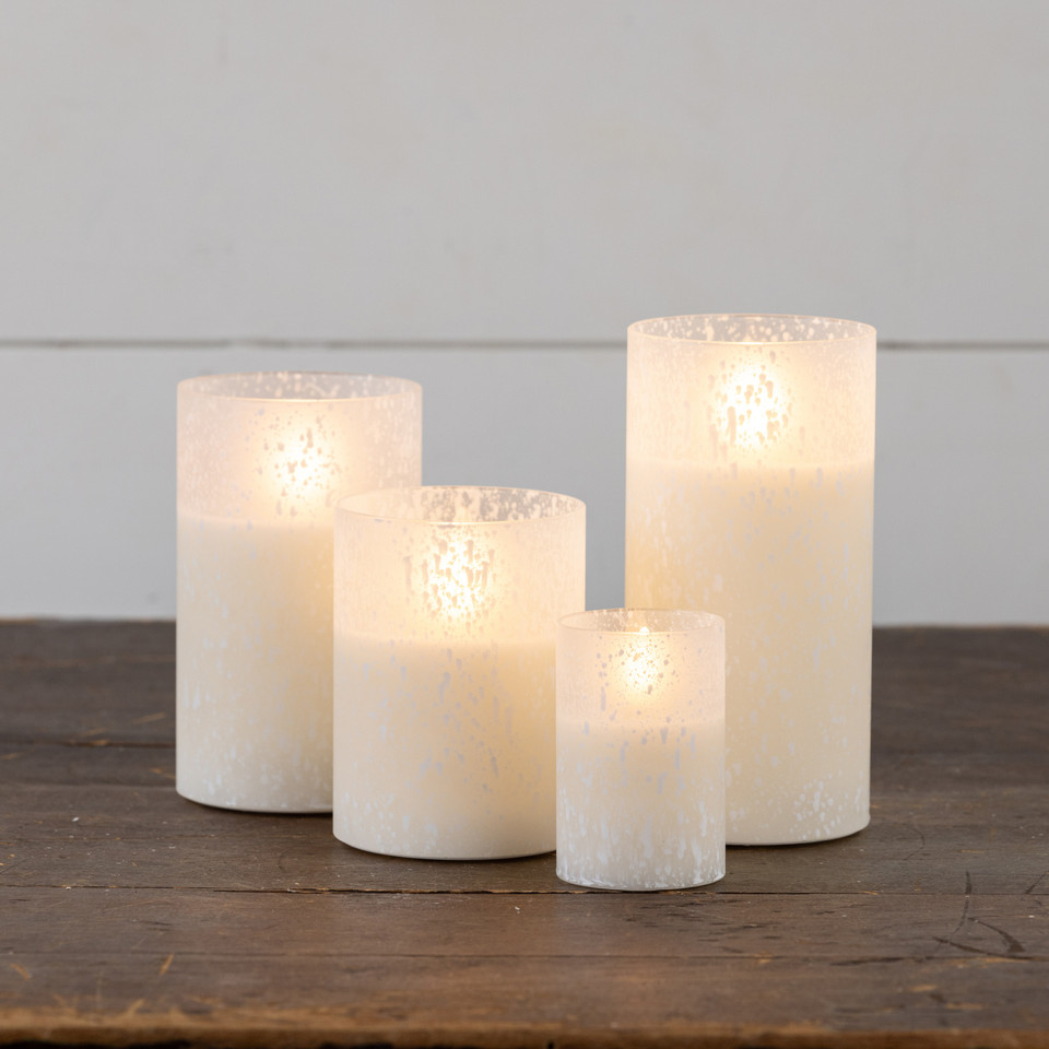 4" SNOWY GLASS 3D FLAME CANDLE