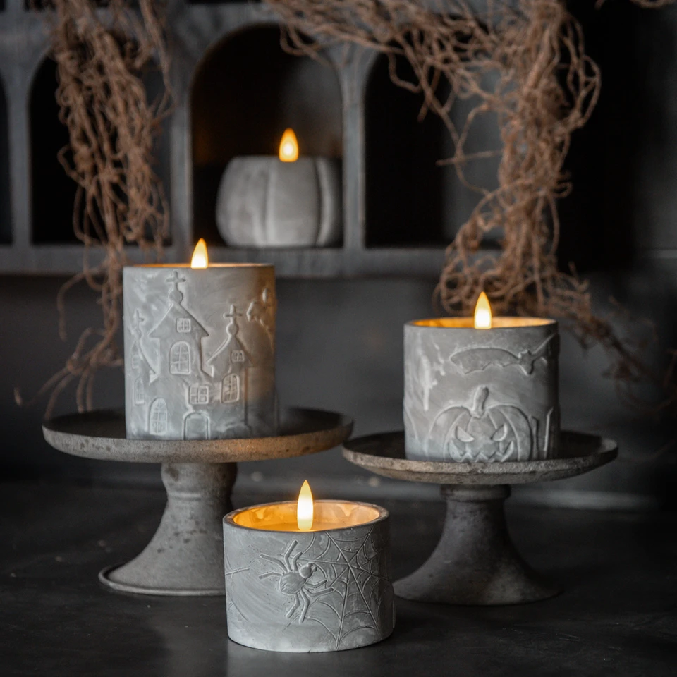 4" BAT & PUMPKIN 3D FLAME CANDLE