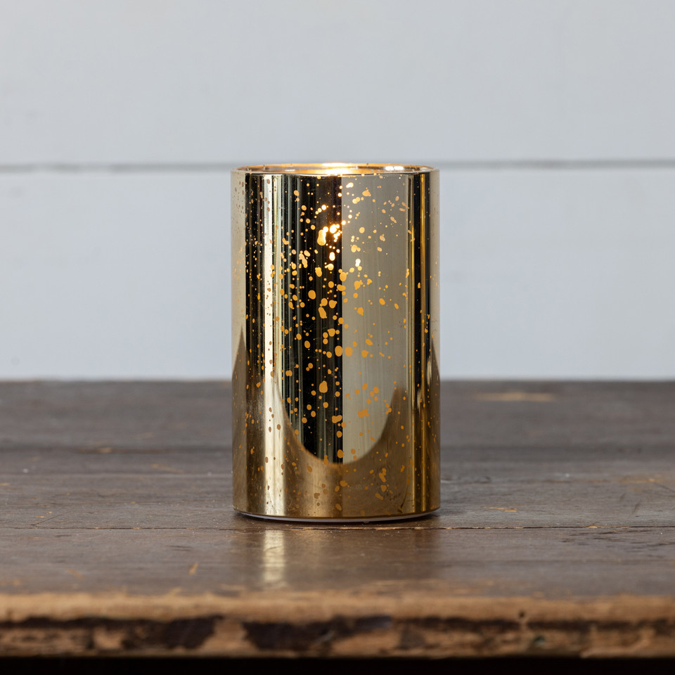 5" GOLD MERCURY GLASS 3D FLAME CANDLE
