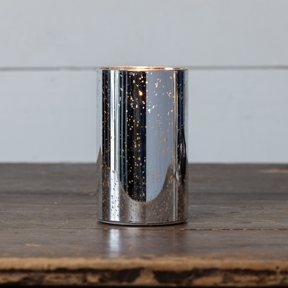 5" SILVER MERCURY GLASS 3D FLAME CANDLE