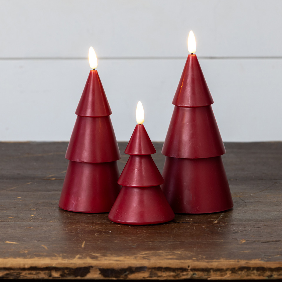 7" RED 3D FLAME SMOOTH TREE CANDLE