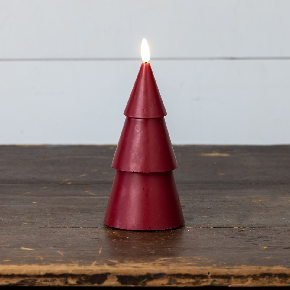 7.75" RED 3D FLAME SMOOTH TREE CANDLE