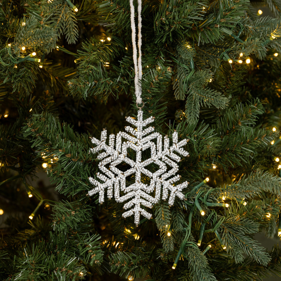 5.5" WHITE RHINESTONE SNOWFLAKE ORNAMENT