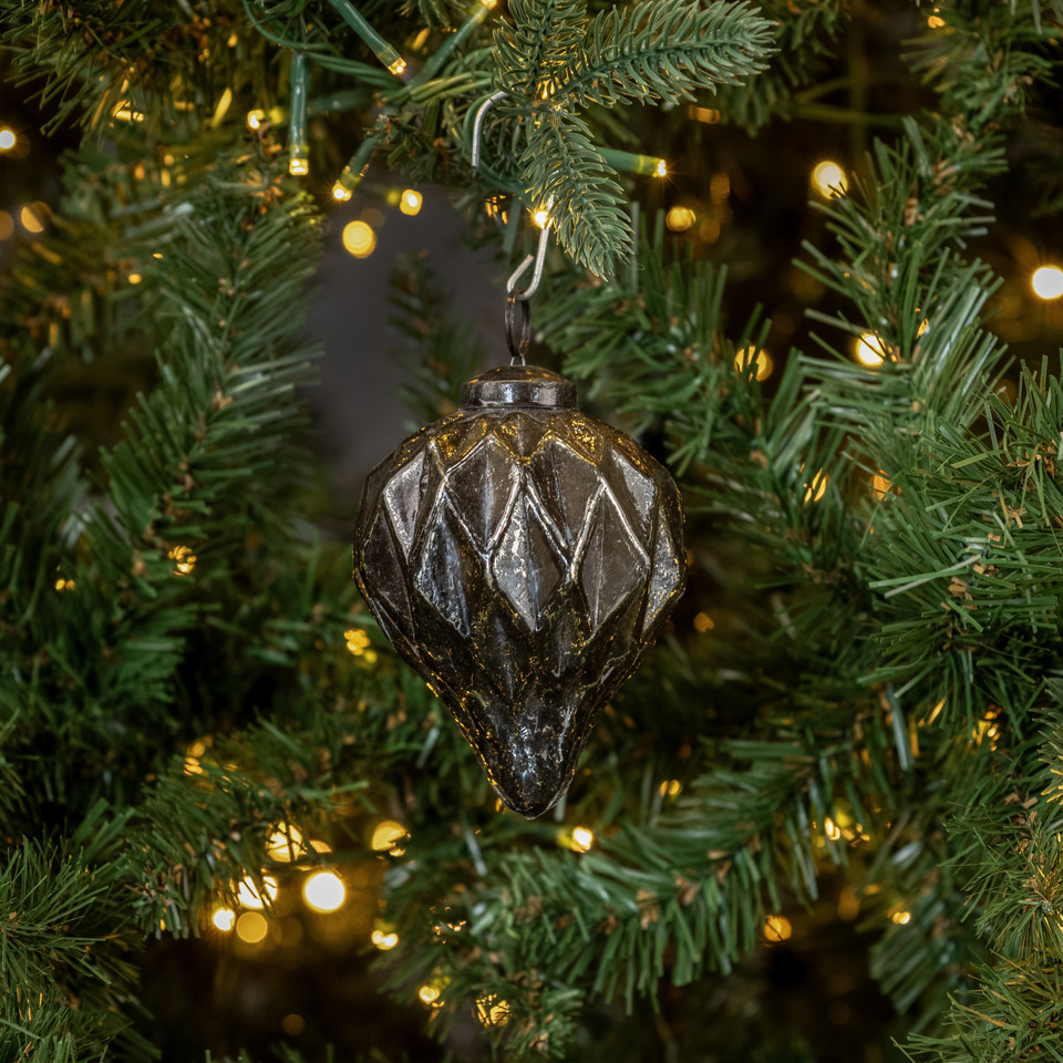 3.5" SILVER GEOMETRIC KUGEL ORNAMENT