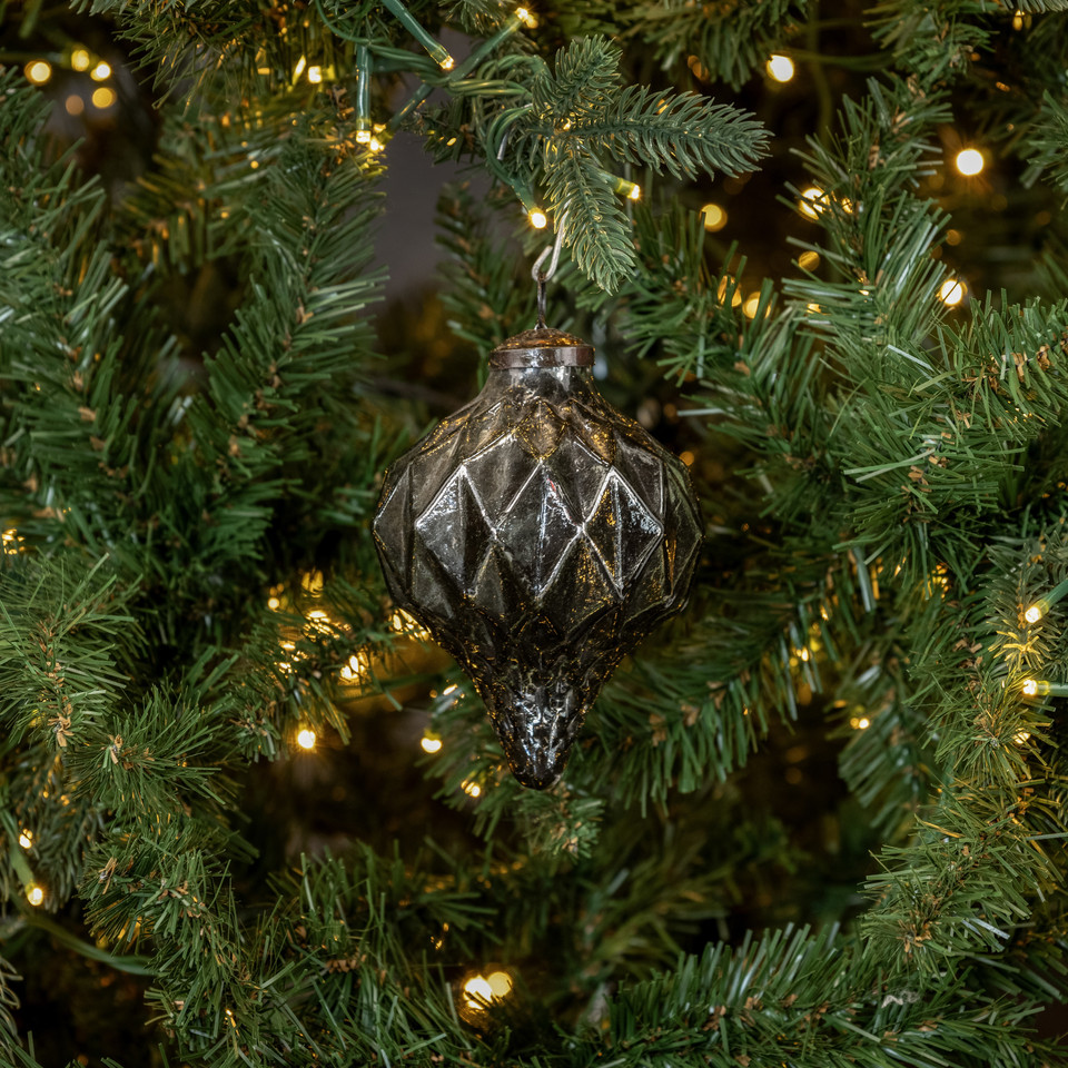 4.5" SILVER GEOMETRIC KUGEL ORNAMENT