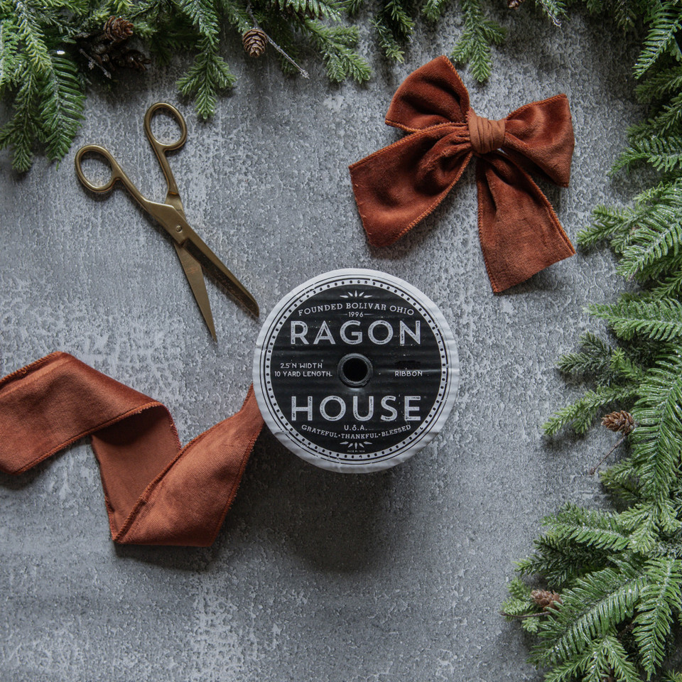 2.5" RUST UNWIRED VELVET RIBBON
