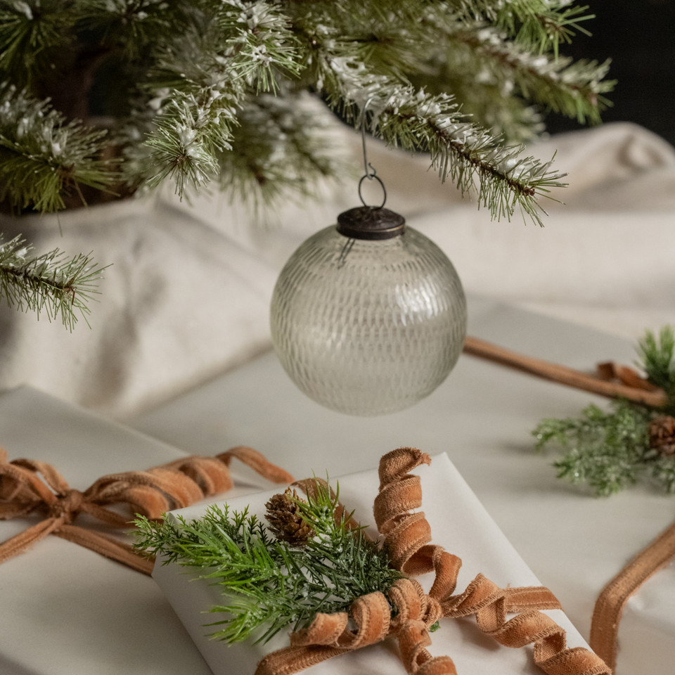 4" PITTED GLASS KUGEL ORNAMENT