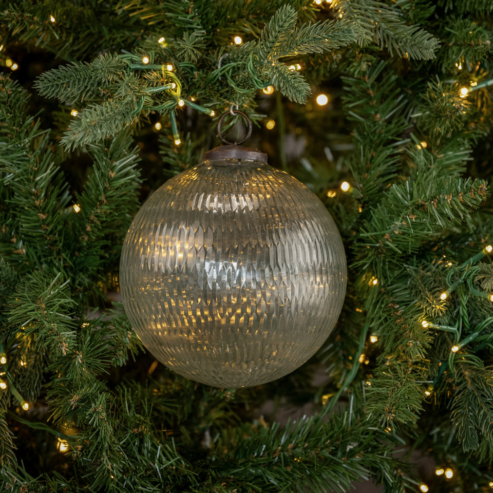 6" PITTED GLASS KUGEL ORNAMENT