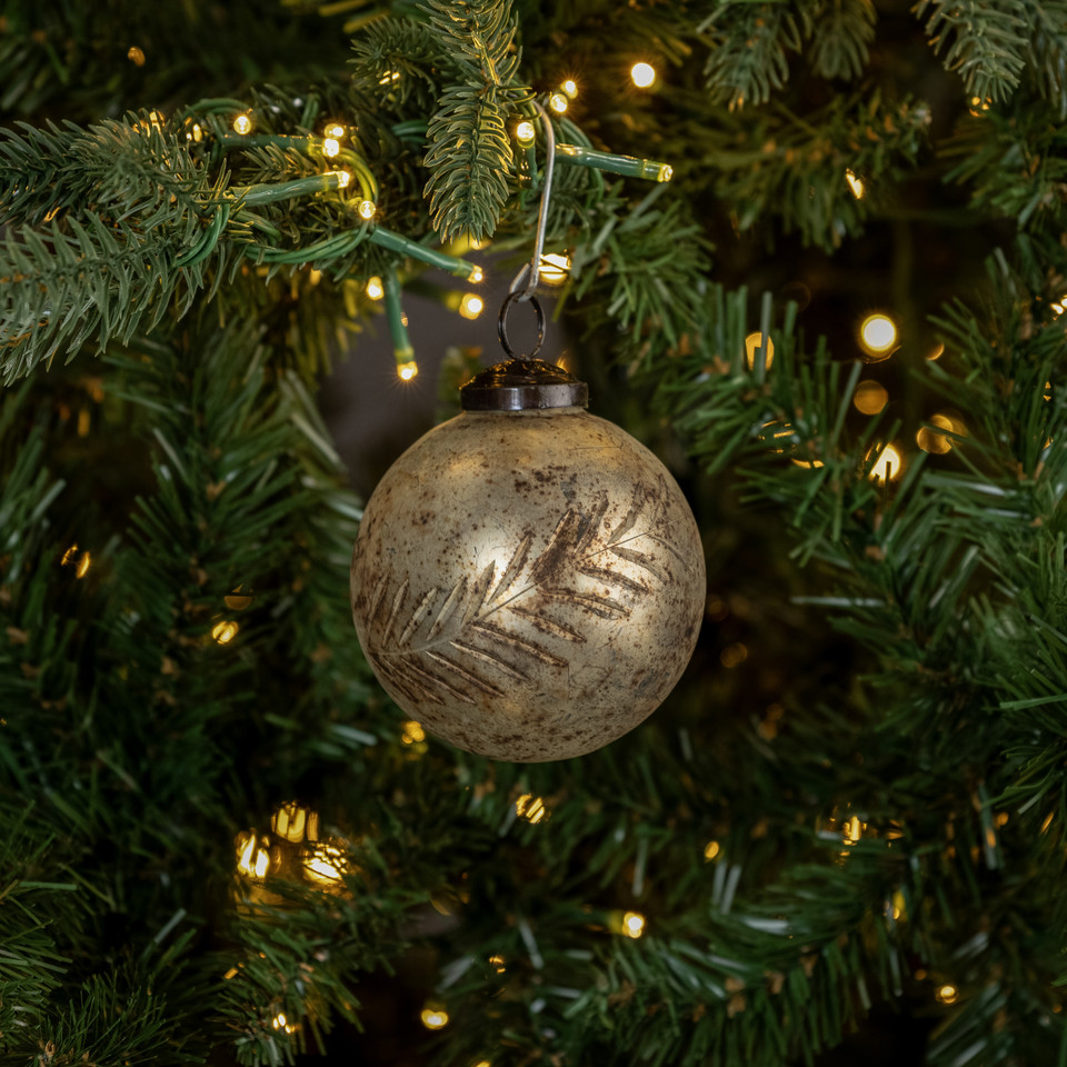 3" PRINTED LEAF KUGEL ORNAMENT