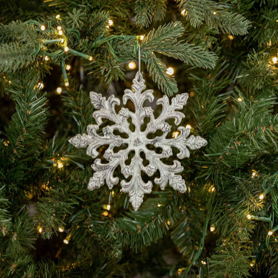 WHITE MIRABELLE SNOWFLAKE ORNAMENT