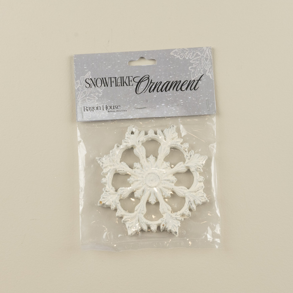 WHITE LEAH SNOWFLAKE ORNAMENT