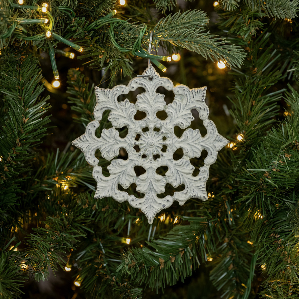 WHITE GABRIELLA SNOWFLAKE ORNAMENT