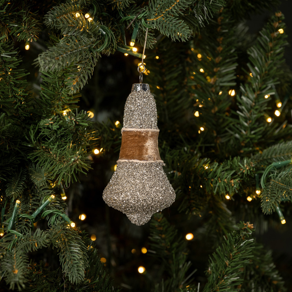 5" FAWN VELVET & GLITTER BELL