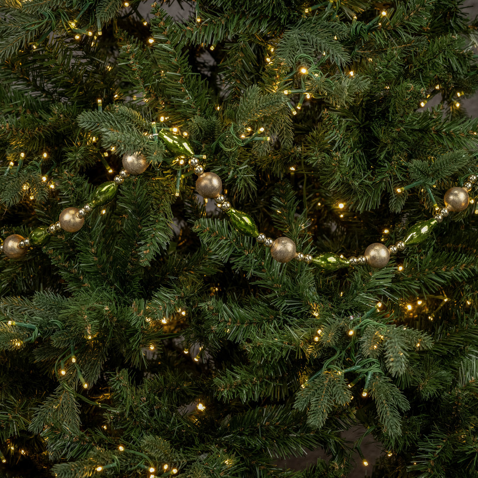 6' GREEN, GOLD & SILVER BEADED GARLAND