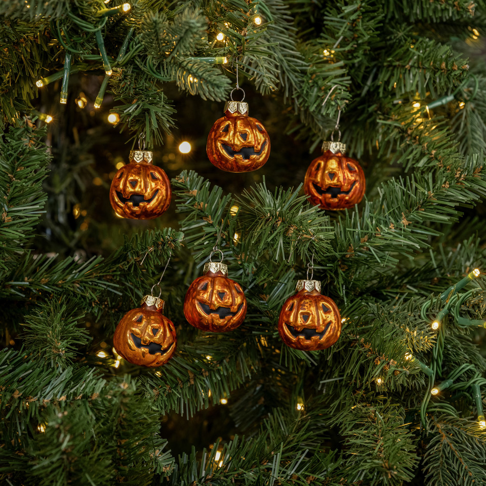 SET/ 6 MINI JACK O LANTERN ORNAMENTS