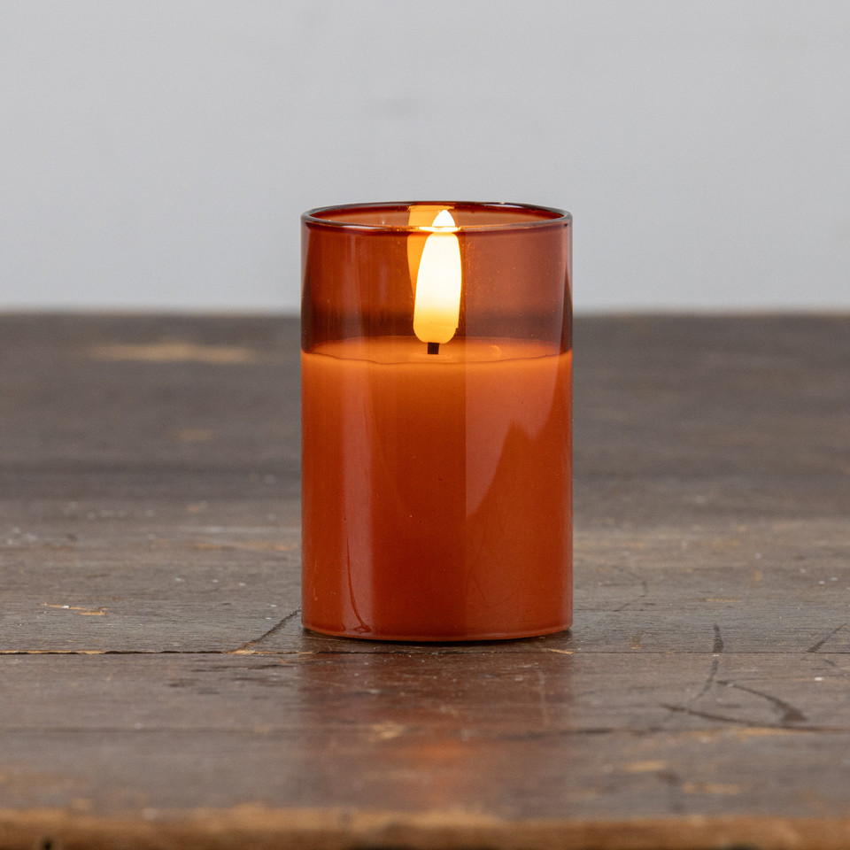 3" SIENNA GLASS 3D FLAME CANDLE