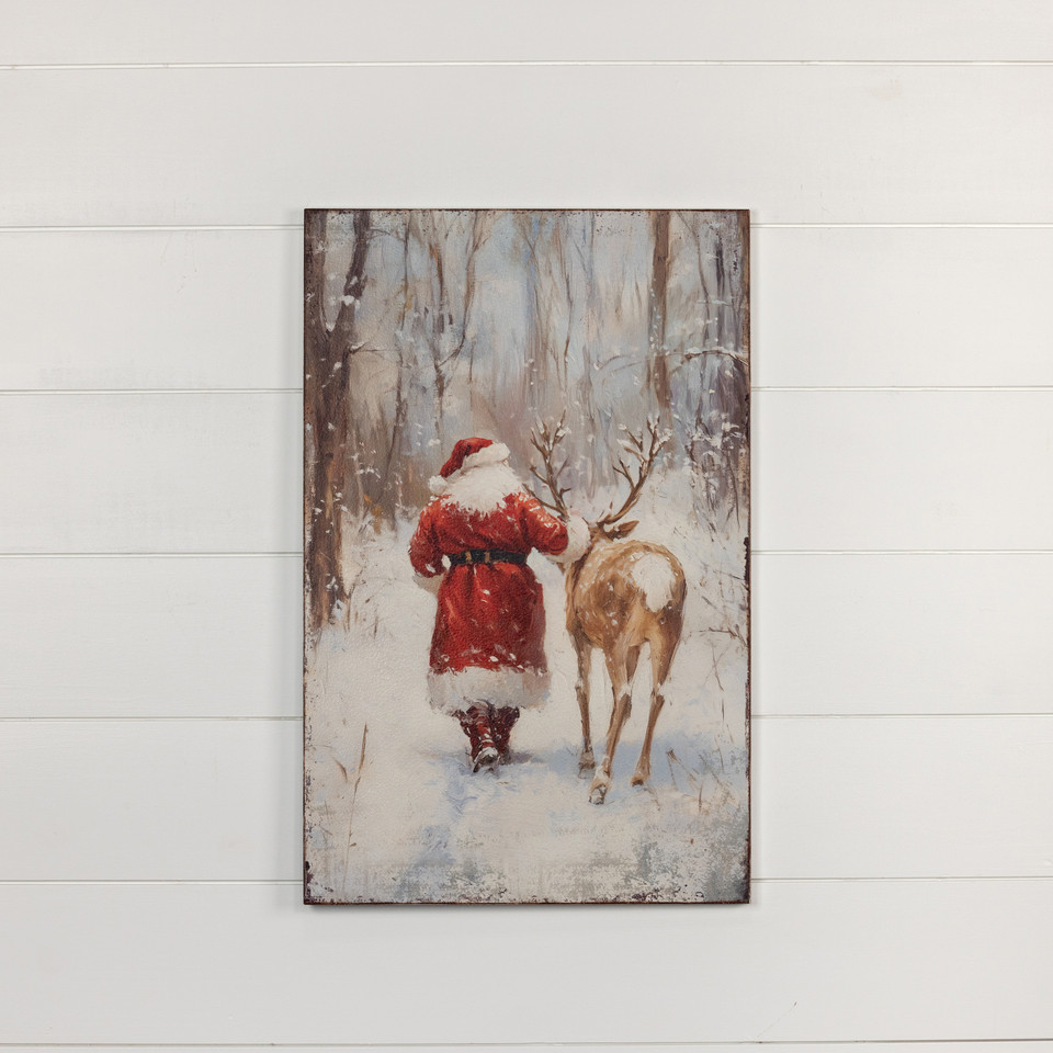 28" x 18" SANTA W/ DEER  PRINT