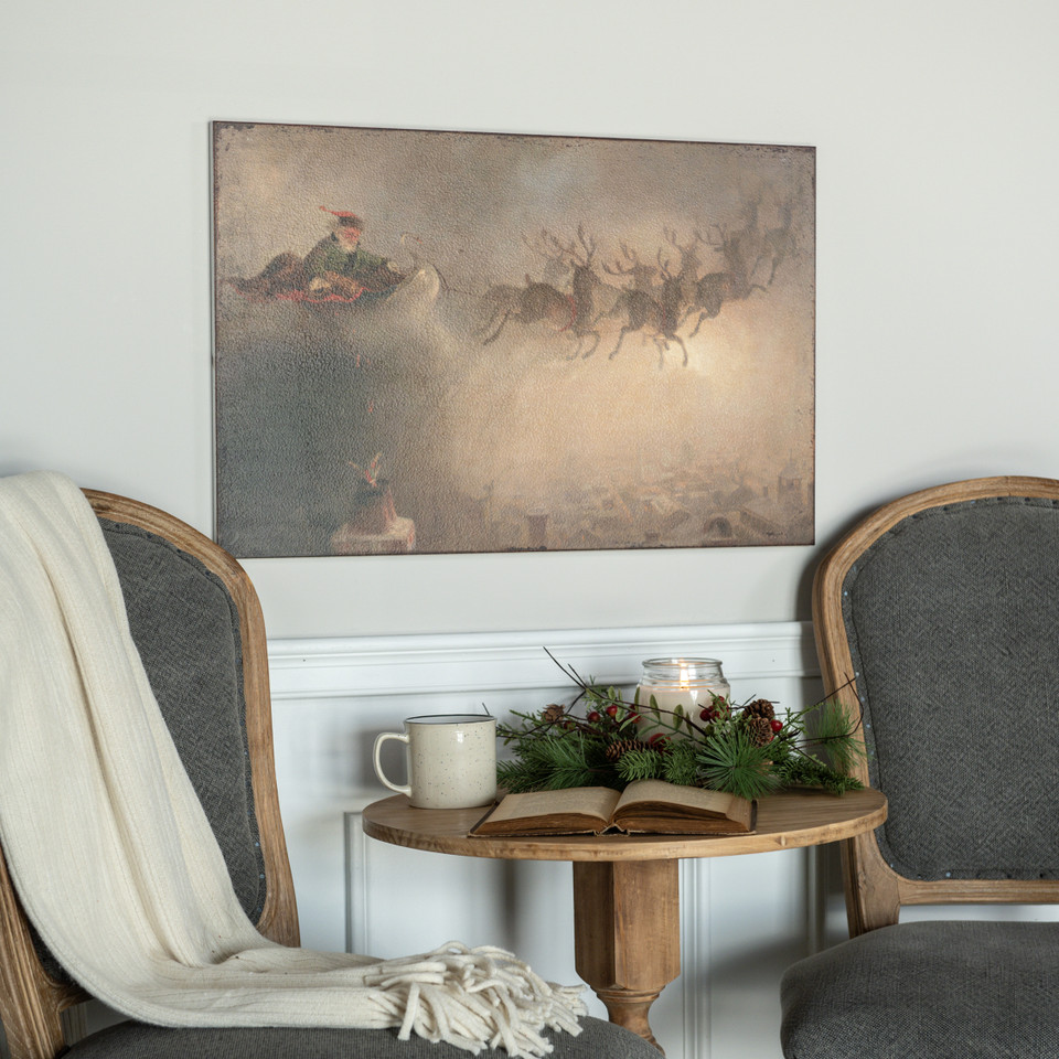 28" x 18" CHRISTMAS NIGHT SLEIGH RIDE PRINT