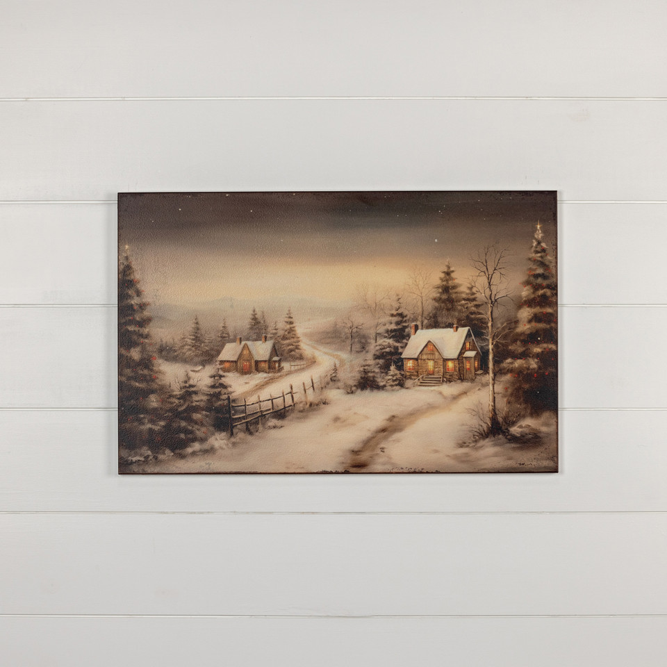 28" x 18" WINTER COTTAGE PRINT