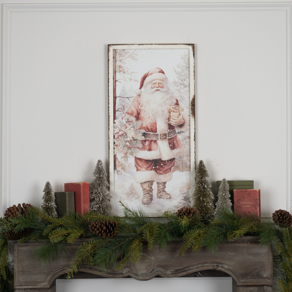 28" SANTA W/ WREATH PRINT