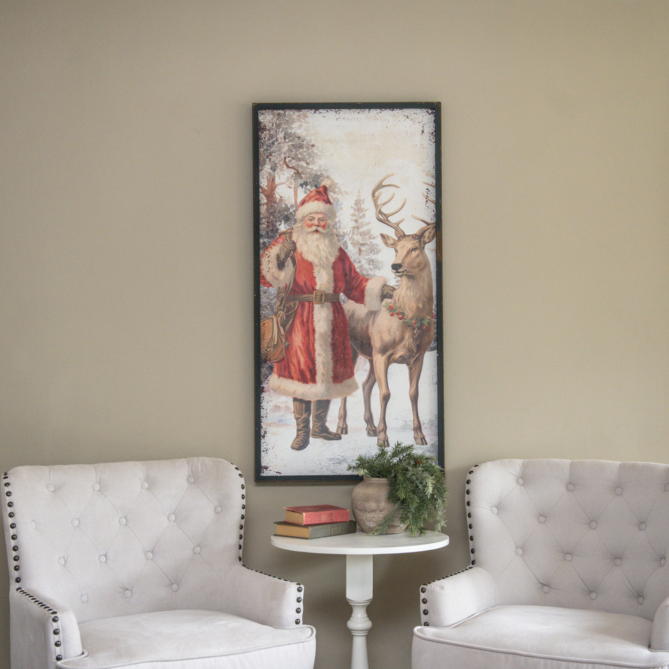 48" SANTA W/ DEER PRINT