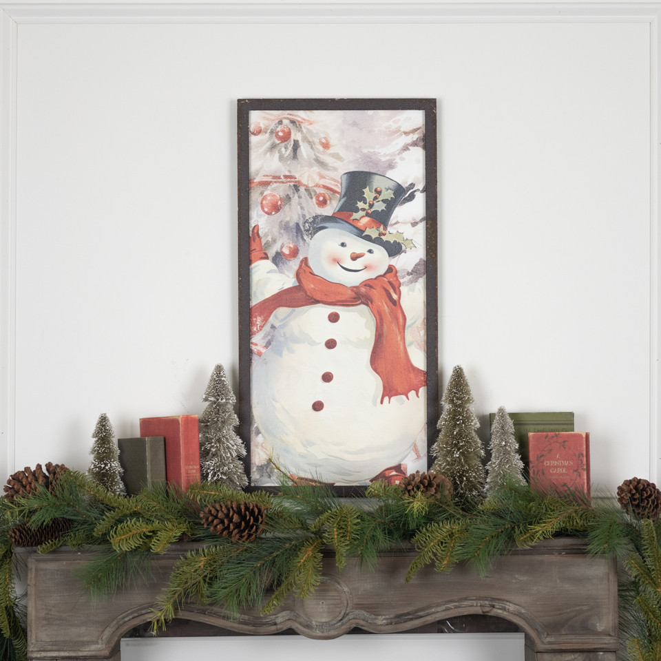 28" SNOWMAN W/ HOLLY HAT PRINT